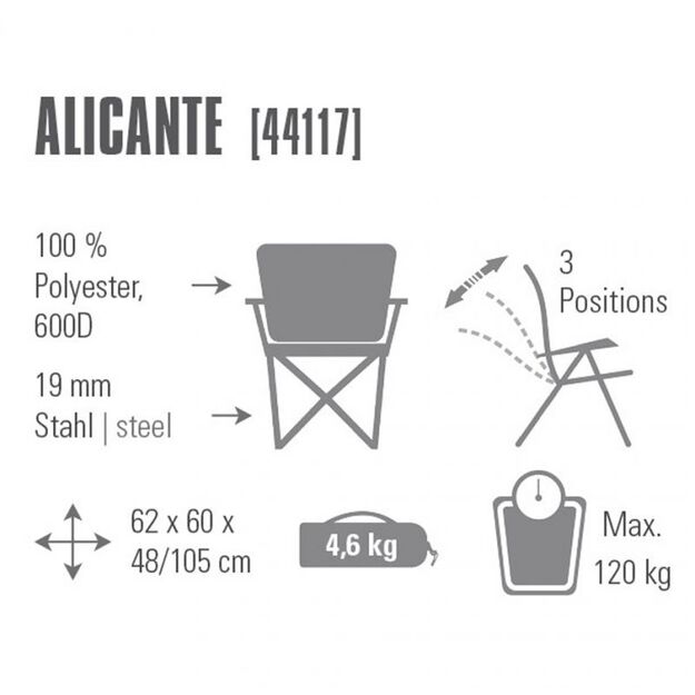 High Peak Alicante sulankstoma kėdė 44117