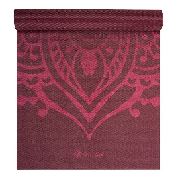 Gaiam Sundial Layers jogos kilimėlis, 5 mm, vyšninis