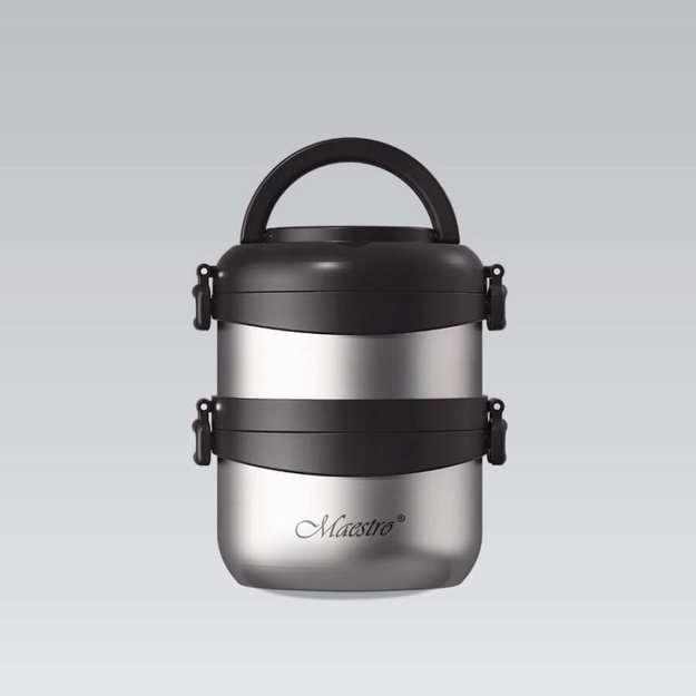 Maestro maisto termosas su 2 skyriais, 1,5 l, juodas