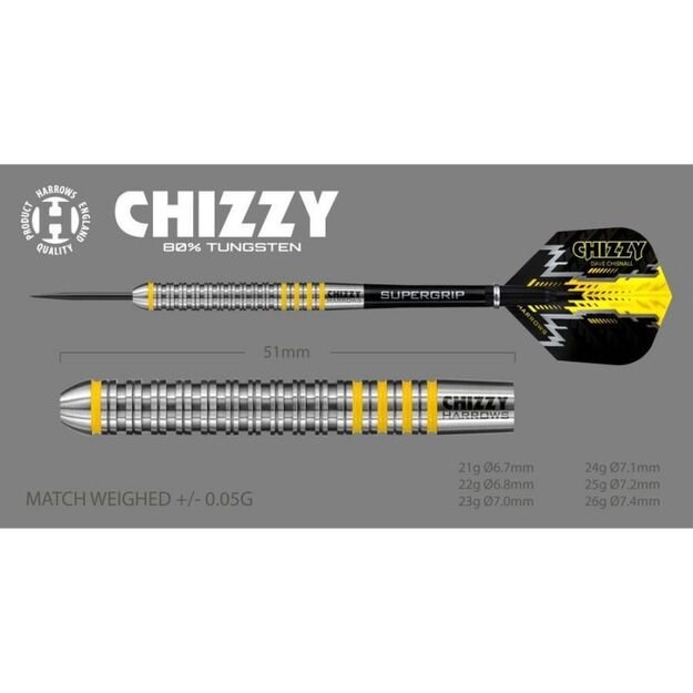 Harrows Chizzy 80% steeltip smiginio strėlytės 14