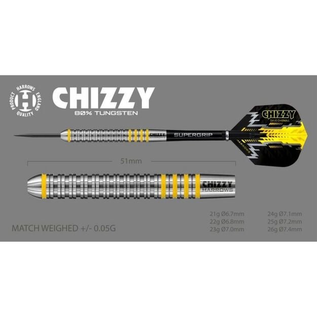 Harrows Chizzy 80% steeltip smiginio strėlytės 8