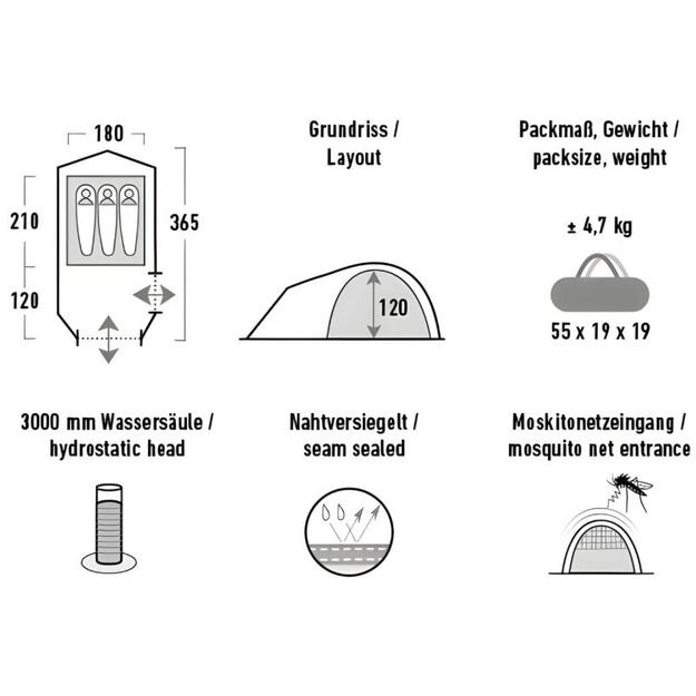 Trivietė palapinė High Peak Kira 3.1  1