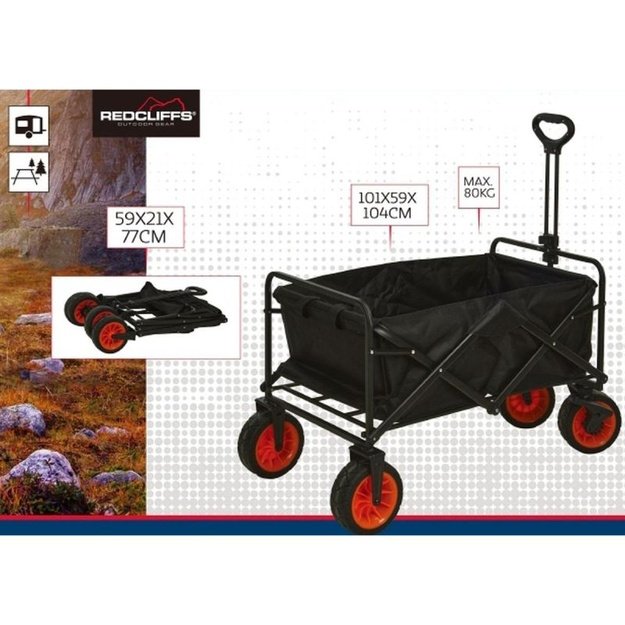 REDCLIFFS DIDELIS SULANKSTOMAS VEŽIMĖLIS KELIONĖMS IR PAPLŪDIMIUI SU RANKENA