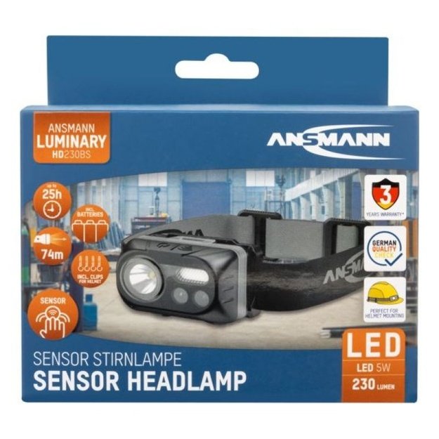Ansmann HD230BS galvos žibintuvėlis, 230 lm, juodas