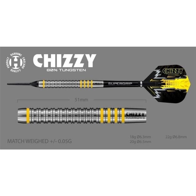 Harrows Chizzy Brass Softip – volframo stiliaus bronzinis korpusas 17