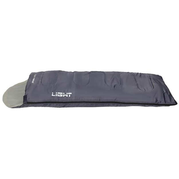 Enero Camp Light turistinis antklodės tipo miegmaišis su gobtuvu 200 × 70 cm, pilkas