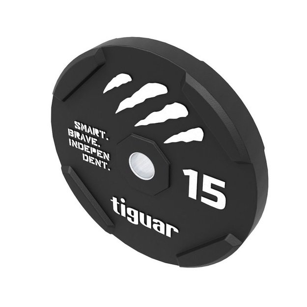 Tiguar guminis svorio diskas, 15 kg, juodas