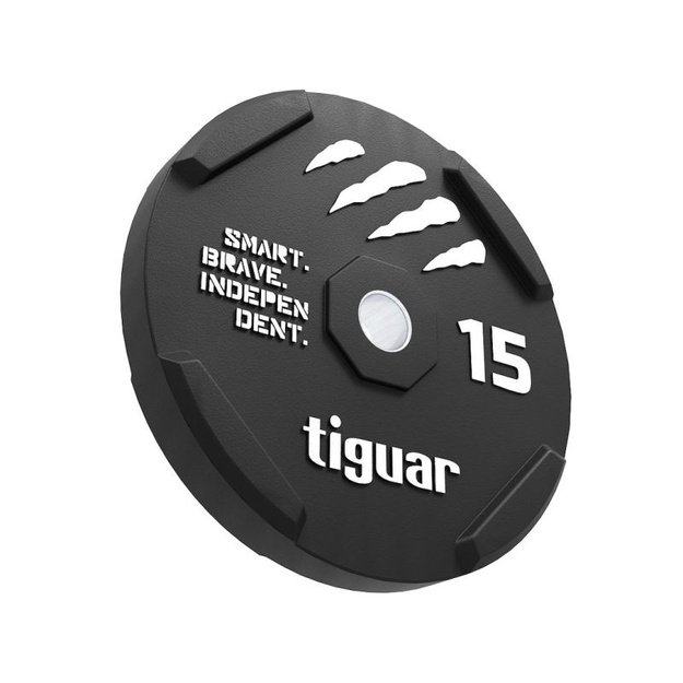 Tiguar guminis svorio diskas, 15 kg, juodas