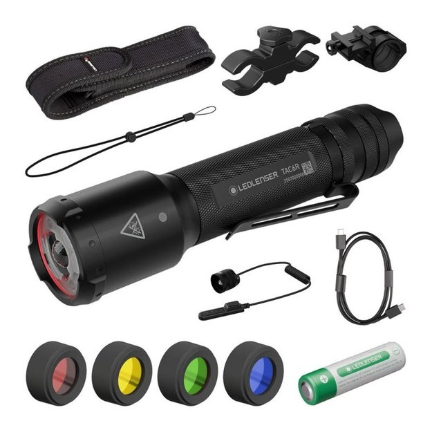 Ledlenser TAC6R taktinis žibintuvėlis, medžioklės rinkinys, 2000 lm