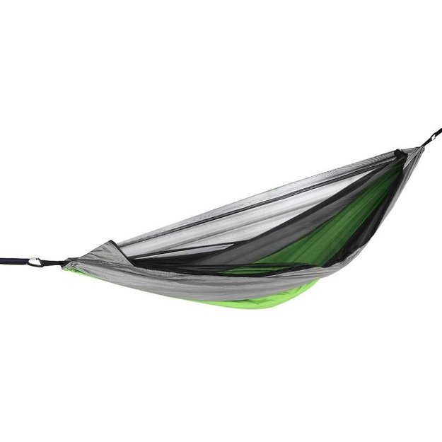 Enero Camp Cool dvivietis hamakas su nuimamu tinkleliu nuo uodų, 300 x 140 cm, žaliai pilkas