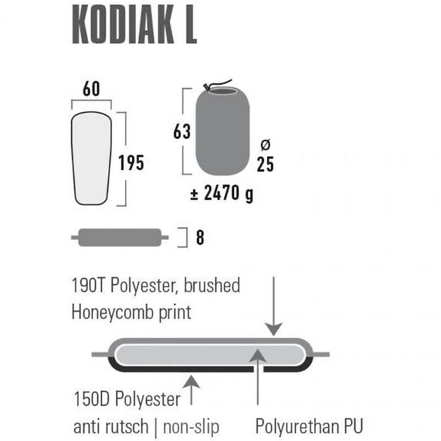 Savaime prisipučiantis termo kilimėlis High Peak Kodiak L 195x60x8 5