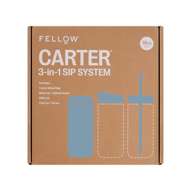 Fellow Carter Move termo puodelis su 3 dangteliais, 473 ml, pastelinė mėlyna