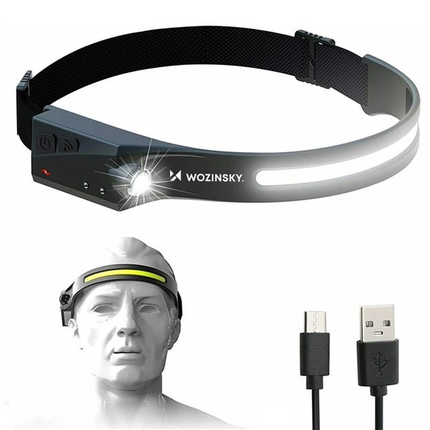 Wozinsky WLC-1200 įkraunamas galvos žibintuvėlis, 350 lm, juodas