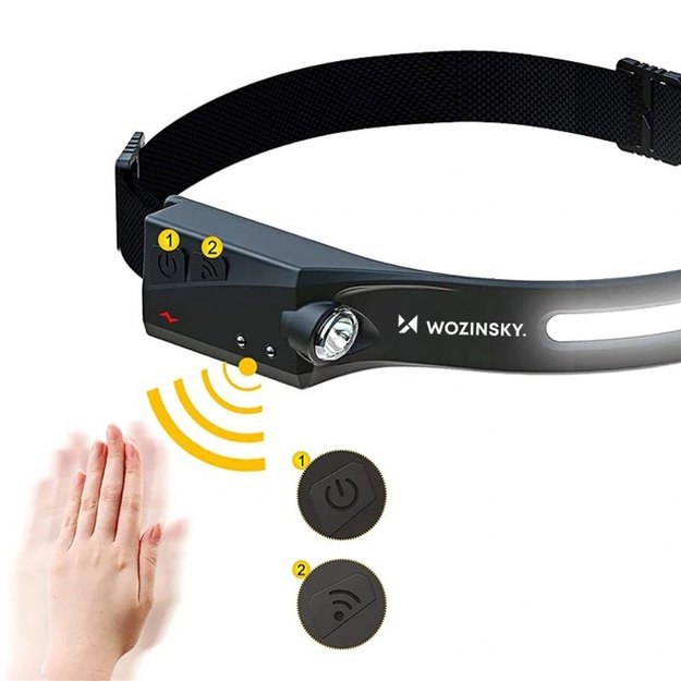 Wozinsky WLC-1200 įkraunamas galvos žibintuvėlis, 350 lm, juodas