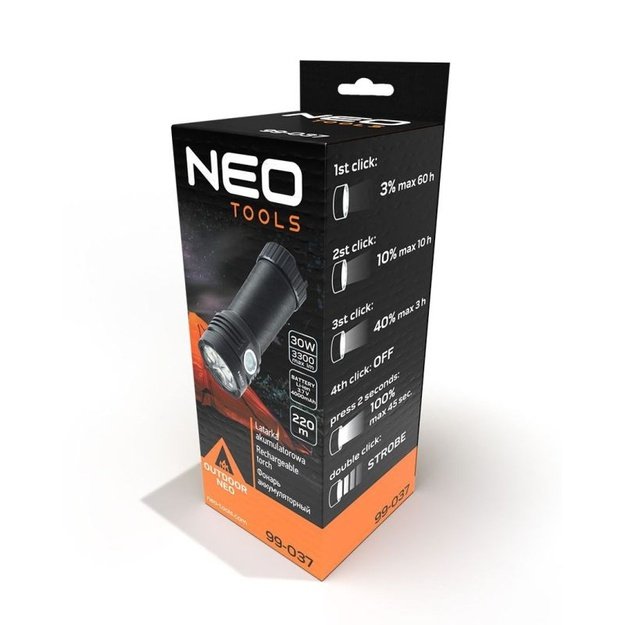 Įkraunamas žibintuvėlis su OSRAM P9 LED, 3300 lm