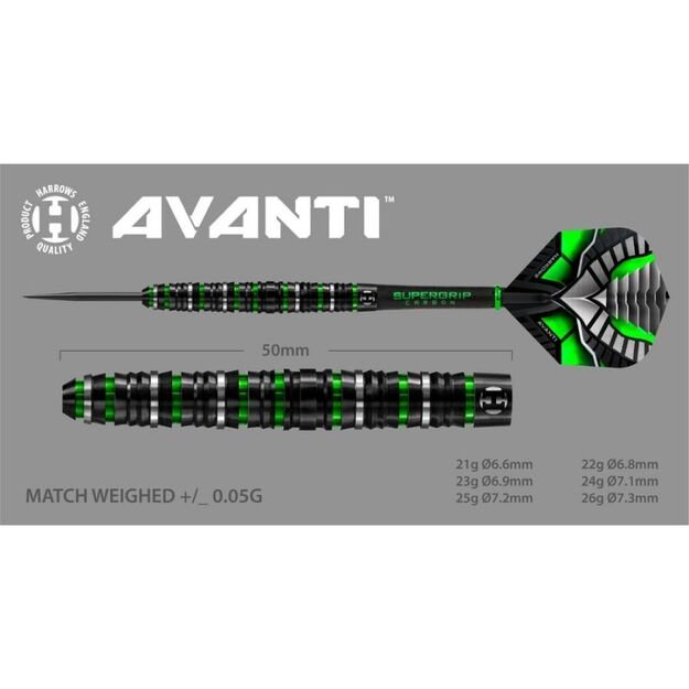 Harrows Avanti 90% Steeltip – smiginiai su 90 % volframo korpusu 6