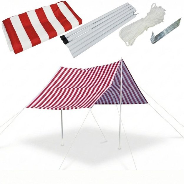 ProGarden saulės tentas su stovais 3x1,7 m – raudonas