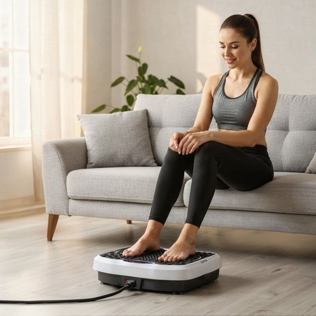 One Fitness SVP08 vibracinė platforma, balta-juoda