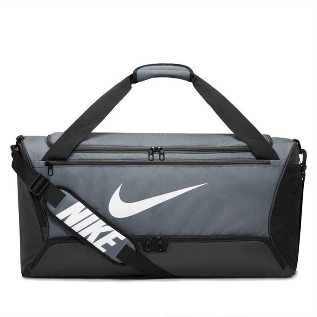 Nike Brasilia 9.5 M sportinis krepšys, 60 l, pilkas