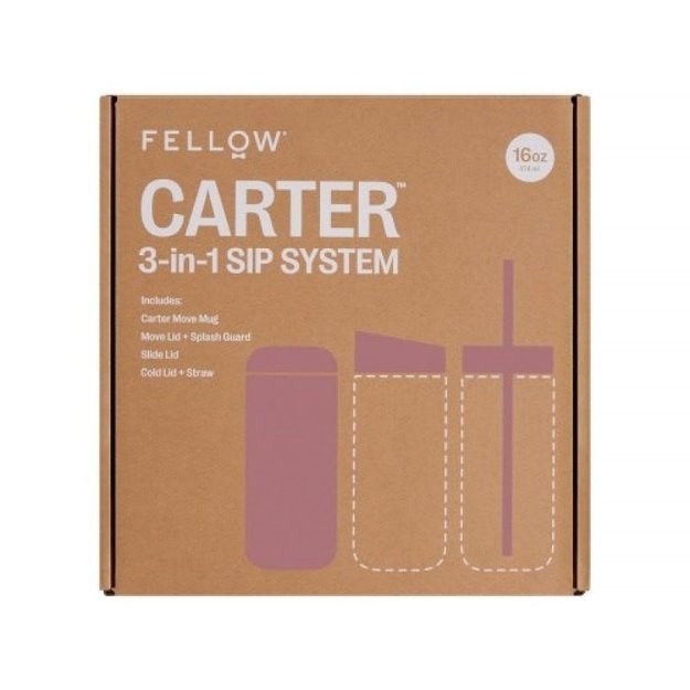 Fellow Carter Move termo puodelis su 3 dangteliais, 473 ml, pastelinė rožinė