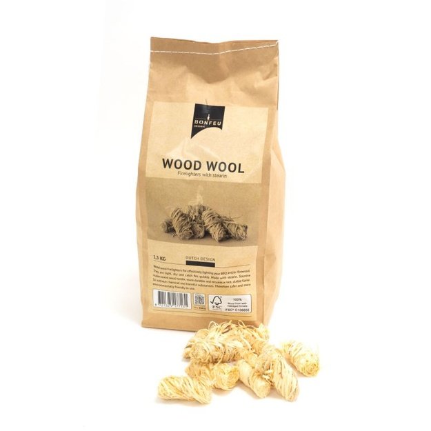 BONFEU Wood Wool Kindling 1.5 kg ugnies įžiebimo vata