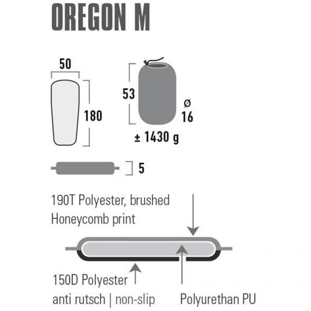 Savaime prisipučiantis kilimėlis High Peak Oregon M 180x50x5  5