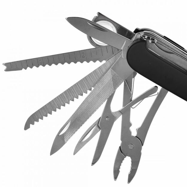 AZYMUT Tatron daugiafunkcis kišeninis peilis su 25 įrankiais ir dėklu, 90mm black ( HK20017BL )