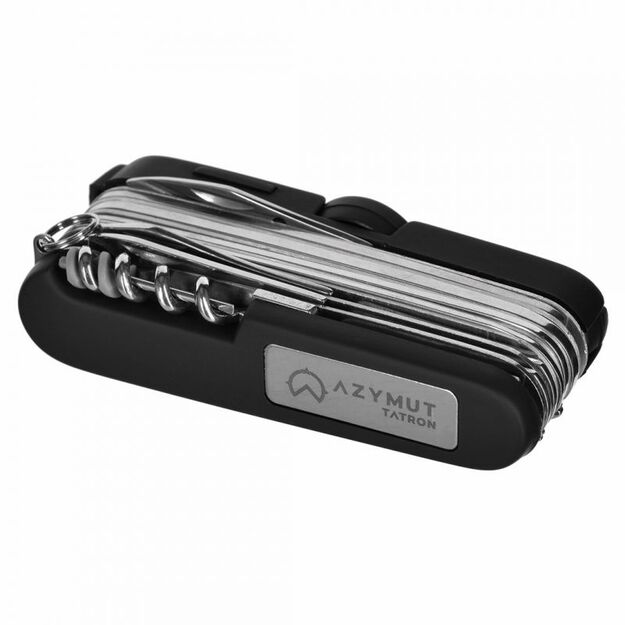 AZYMUT Tatron daugiafunkcis kišeninis peilis su 25 įrankiais ir dėklu, 90mm black ( HK20017BL )