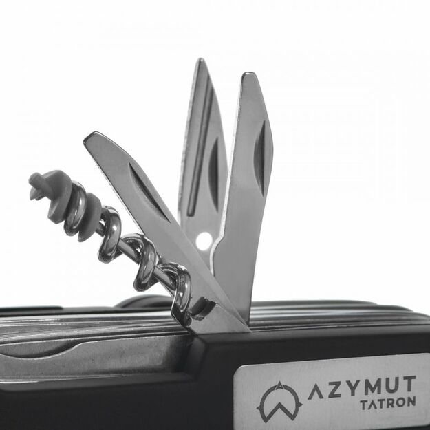 AZYMUT Tatron daugiafunkcis kišeninis peilis su 25 įrankiais ir dėklu, 90mm black ( HK20017BL )