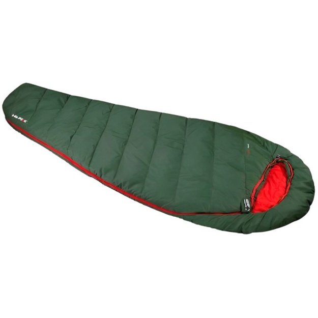 High Peak Pak 600 Eco mumijos formos miegmaišis, žalias / raudonas
