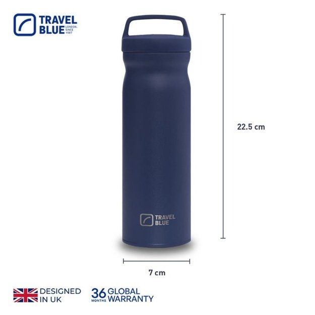 Travel Blue termo gertuvė karštiems ir šaltiems gėrimams, tamsiai mėlyna