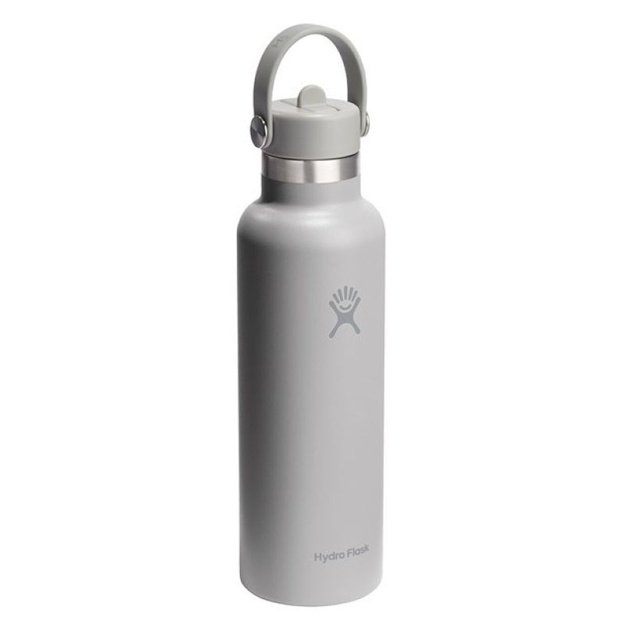 Hydro Flask Standard Mouth termo gertuvė su šiaudeliu, 621 ml, šviesiai pilka