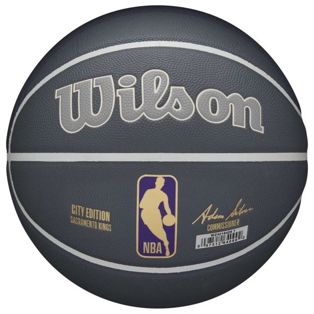 Wilson NBA Team City Collector Sacramento Kings krepšinio kamuolys, 7 dydis, pilkas