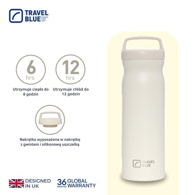 Travel Blue termo gertuvė karštiems ir šaltiems gėrimams, kreminė
