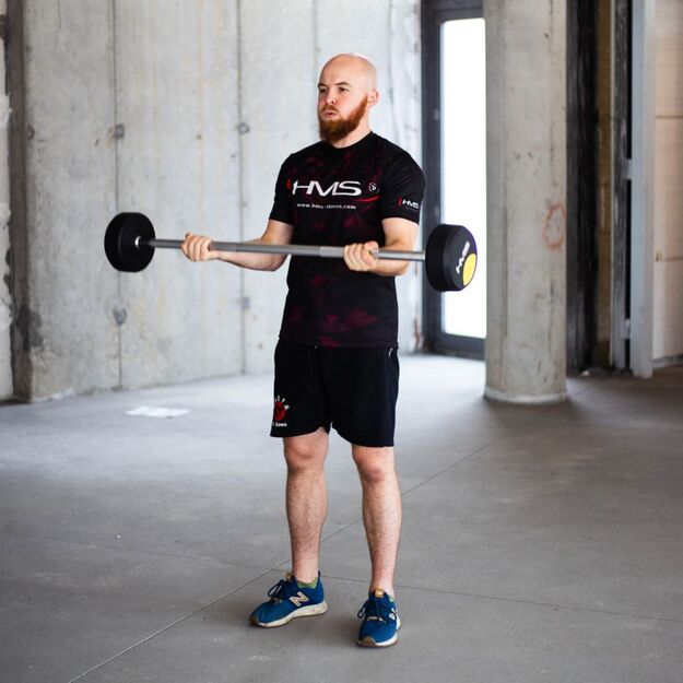 GSG HMS 40 kg – tiesi fiksuota štanga su guminiu svoriu 47