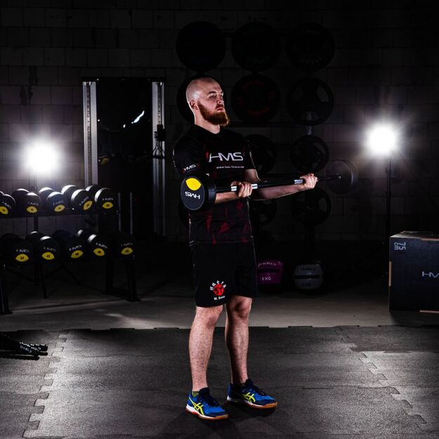 GSG HMS 40 kg – tiesi fiksuota štanga su guminiu svoriu 46