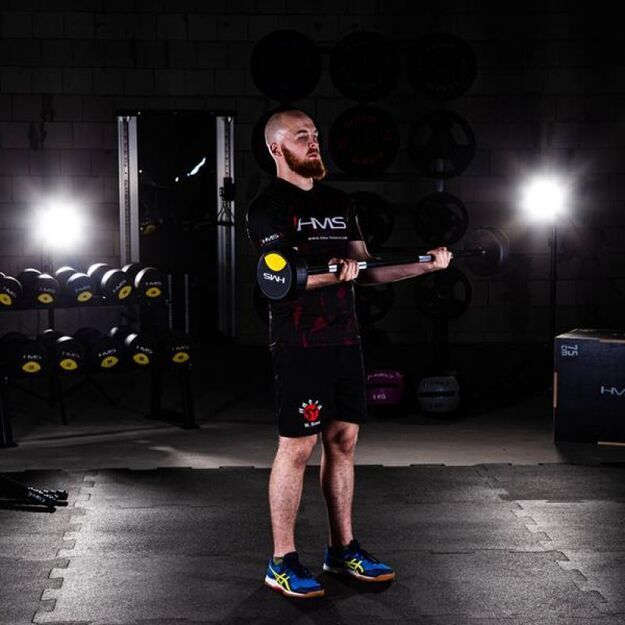 GSG HMS 40 kg – tiesi fiksuota štanga su guminiu svoriu 19