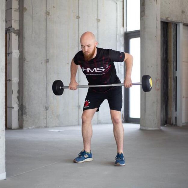 GSG HMS 40 kg – tiesi fiksuota štanga su guminiu svoriu 30