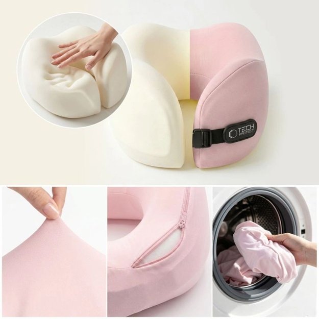 Tech-Protect ComfortRest kelioninė pagalvė, rožinė