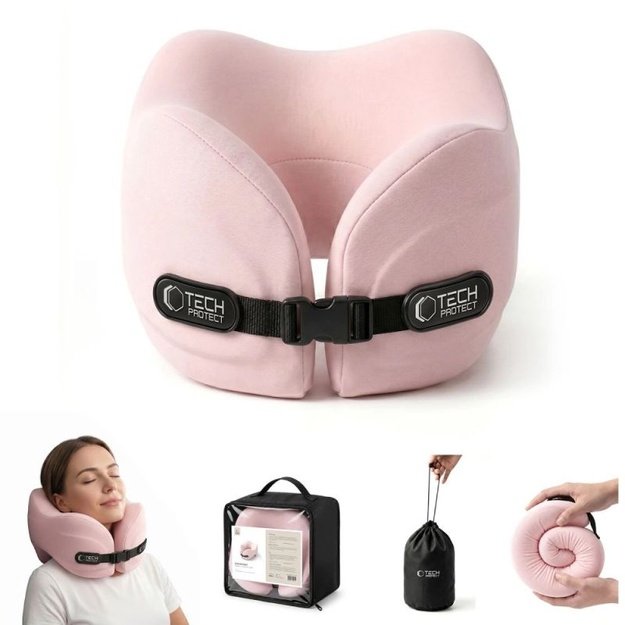 Tech-Protect ComfortRest kelioninė pagalvė, rožinė