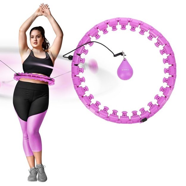 HMS HHW12 Plus Size masažinis gimnastikos lankas su svarmeniu, violetinis