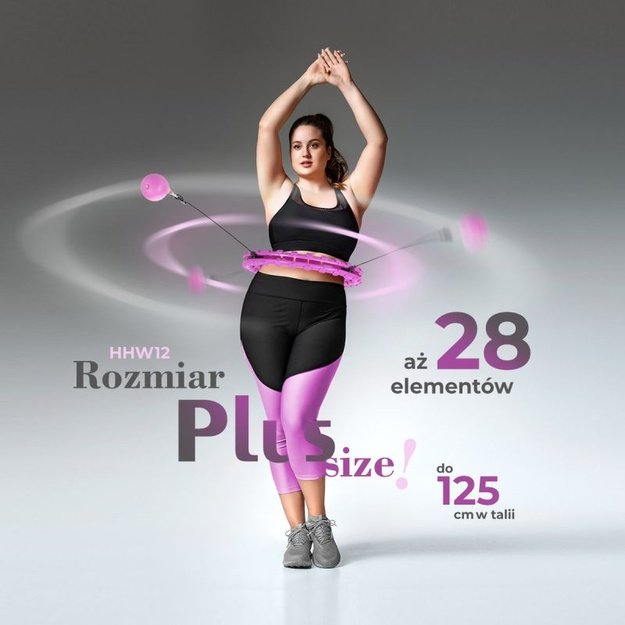 HMS HHW12 Plus Size masažinis gimnastikos lankas su svarmeniu, violetinis