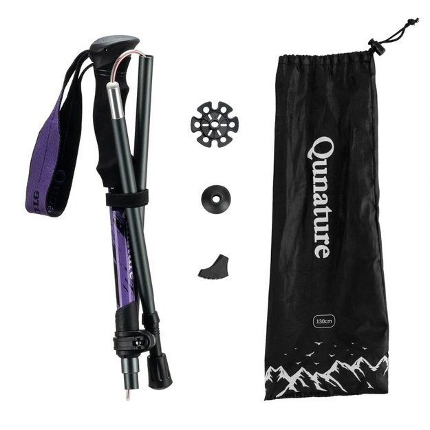 Qunature šiaurietiško ėjimo trekingo lazda, 110–130 cm, violetinė