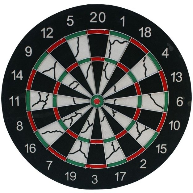 Enero dvipusis kartoninis smiginio taikinys su 6 strėlytėmis, 45 cm