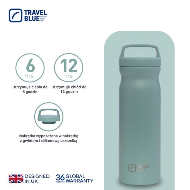 Travel Blue termo gertuvė karštiems ir šaltiems gėrimams, žalia