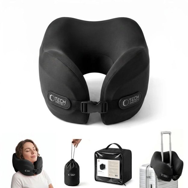 Tech-Protect ComfortRest kelioninė pagalvė, juoda