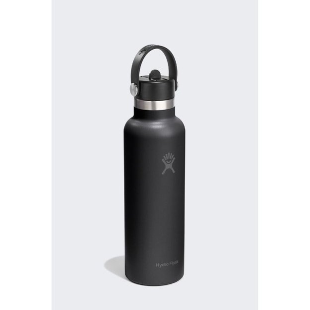 Hydro Flask Standard Mouth termo gertuvė su šiaudeliu, 621 ml, juoda