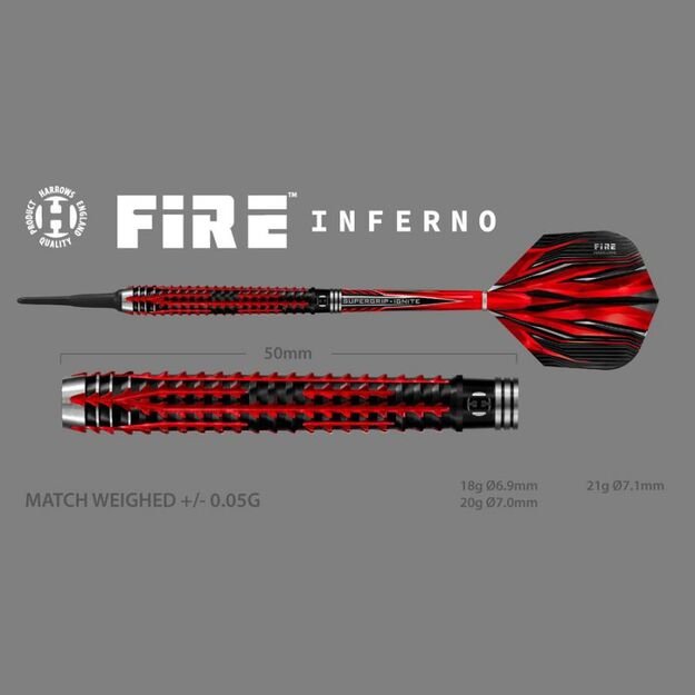 Harrows Fire Inferno 90% Softip – volframo smiginiai 7