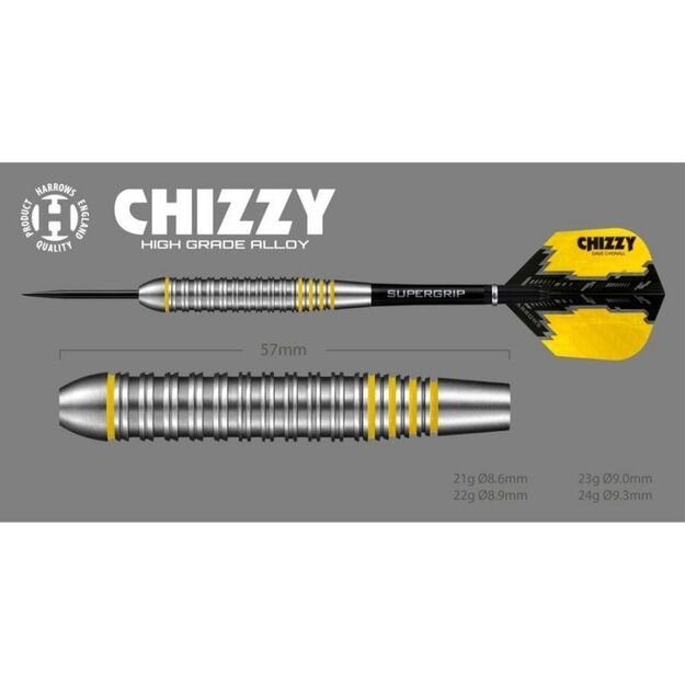 Harrows Chizzy Brass Steeltip – parallelus volframo stiliaus bronzinis korpusas 20